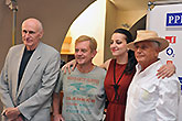 Martin Hilský, Petr Čtvrtníček, Petra Horváthová a Jiří Menzel, Tisková konference LSS 2014, foto: Dušan Prouza