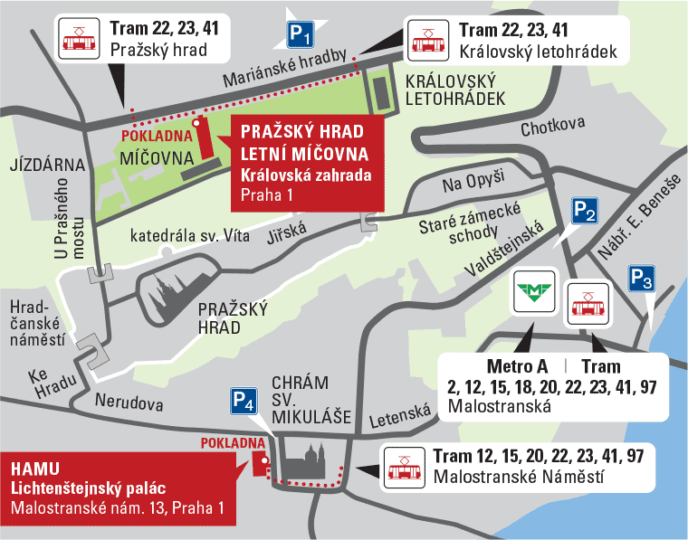 Letní shakespearovské slavnosti Praha - mapa 2020