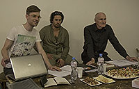 Lukáš Trpišovský, Martin Kukučka a Martin Hilský, 1. čtená Romeo a Julie, zdroj: © AGENTURA SCHOK, foto: Viktor Kronbauer