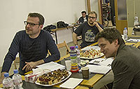 zleva: Martin Sláma, Aleš Frýba, Pavel Turner a Saša Rašilov, 1. čtená Romeo a Julie, zdroj: © AGENTURA SCHOK, foto: Viktor Kronbauer