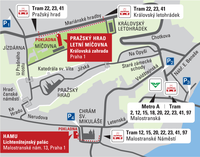Letní shakespearovské slavnosti Praha - mapa 2018