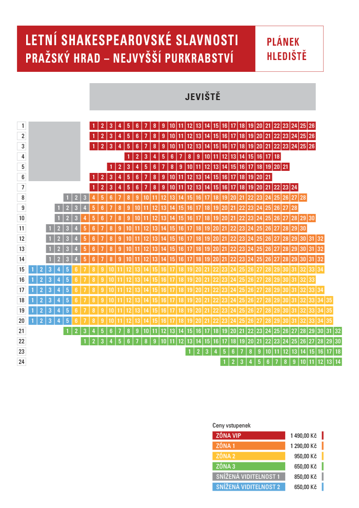Pražský hrad, Nejvyšší purkrabství - plánek hlediště 2026